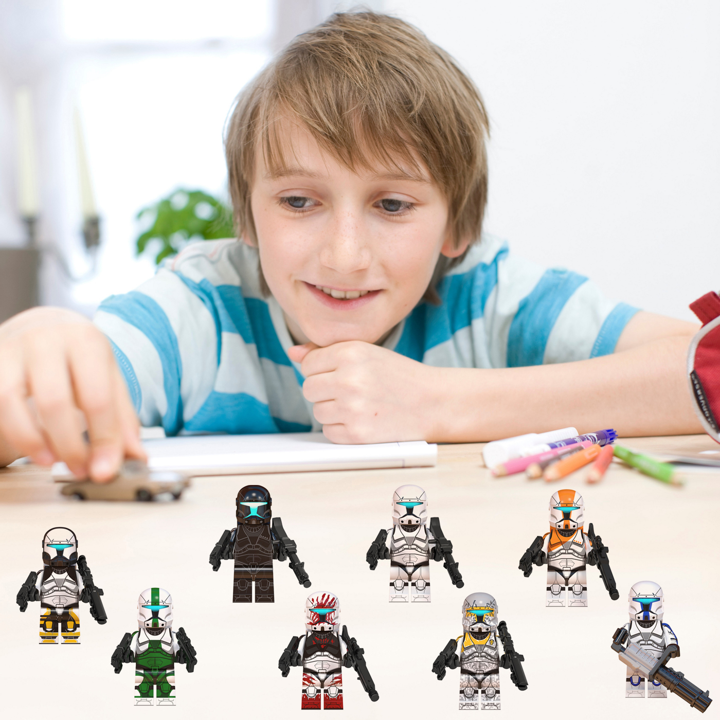 8 Pcs Space Wars Action Figures Building Blocks Set, 1.77Inch Clone  Troopers Minifigures Building Blocks Toy for Boys Kids Teens Birthday Party  Gift 